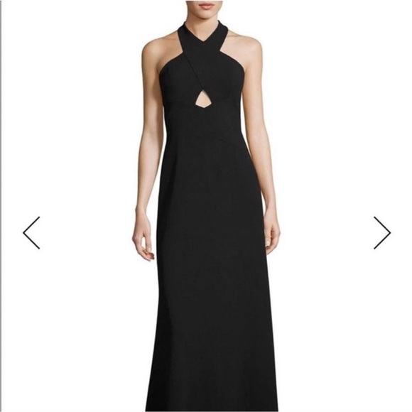 Aidan Mattox Scuba Crepe Cutout Open Back Gown in Black Size 6 - Picture 14 of 14